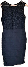 Coast Black Bodycon Midi Dress UK 12 Ruched Chiffon Evening
