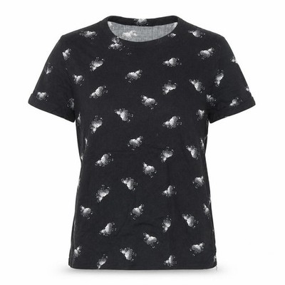 GAP Damen Basic T-Shirt Größe XS Schwarz Blumen Rundhals Kurzarm