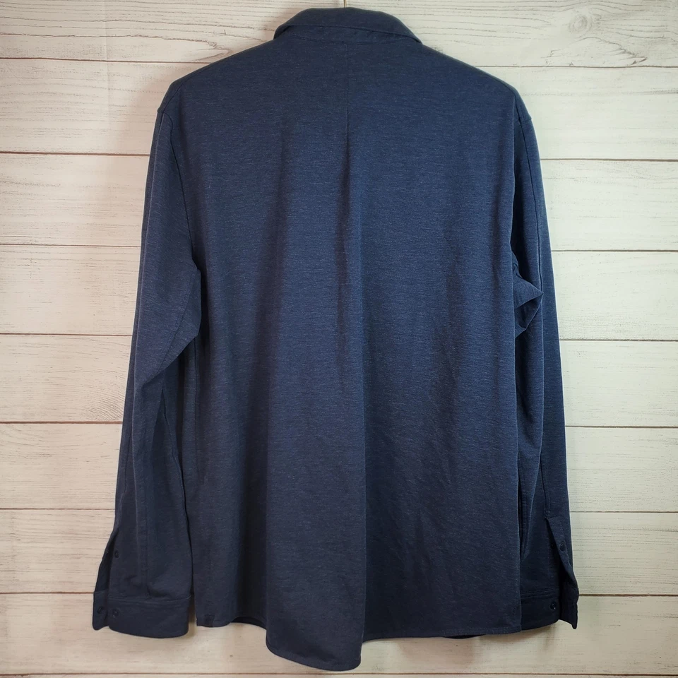 Camisa masculina Lululemon malha macia tamanho XL verdadeira azul marinho com zíper bolso botão de pressão - Imagem 2 de 4