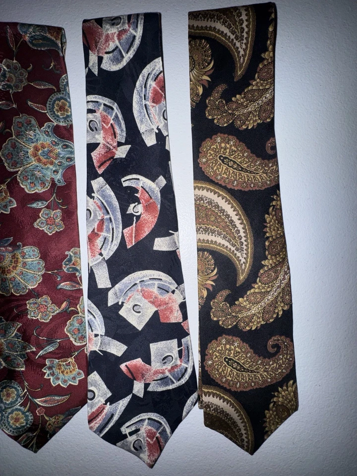 "Lote de 6 corbatas vintage abstractas geométricas coloridas cachemir de 4"" de ancho para hombre" Foto 4 de 4