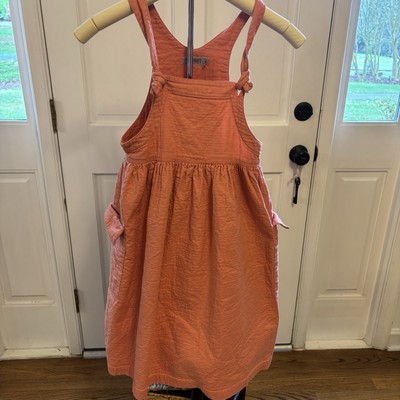 Esprit Girls 8 Coral Overall Dress With Side Pockets
