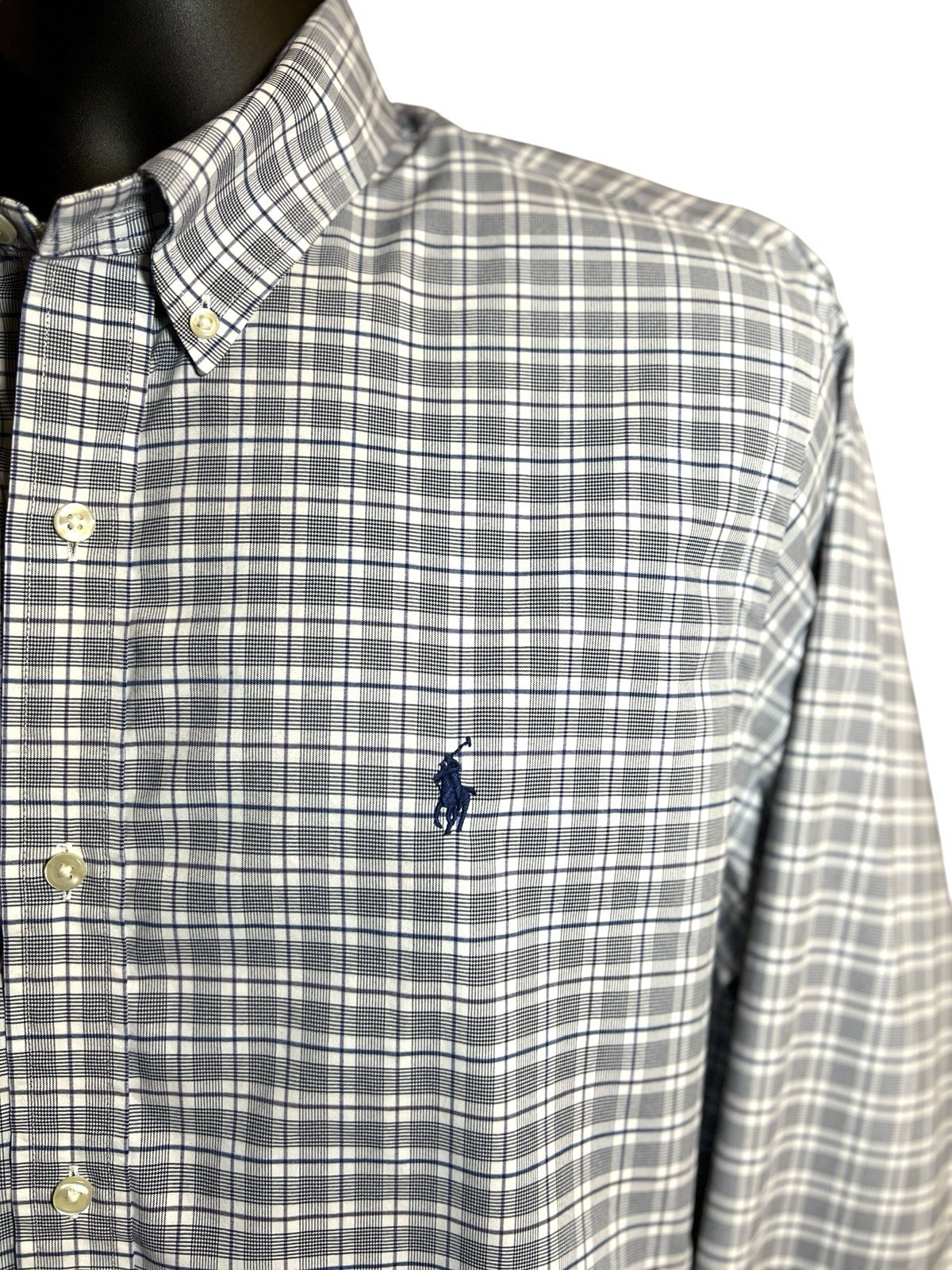 Polo Ralph Lauren vestibilità classica performance manica lunga camicia a quadri uomo XL pony