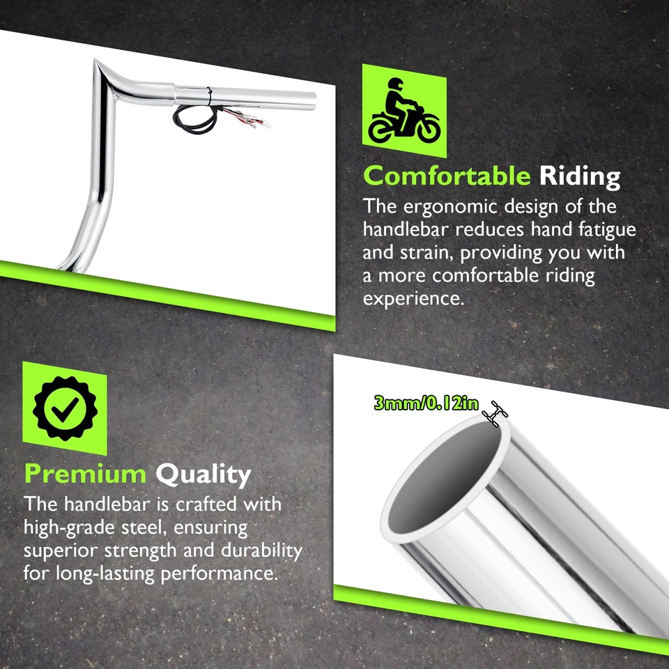 Barra excavadora precableada cromada Mofun de 10" afilada para Harley Electra Glide Foto 3 de 4