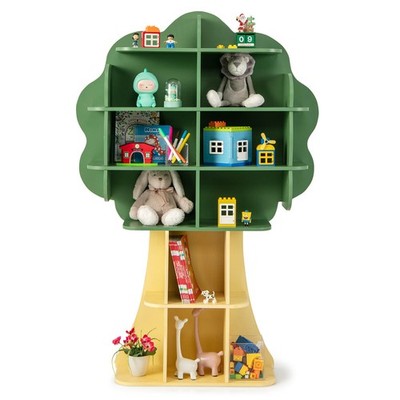 Tree Bookcase Kids 6-Tier Toy Storage Organizer with Open Storage Shelves