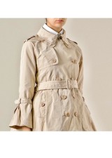 Moncler Beige Trench Coat size 0 Luxe Ruffle Missing Belt