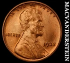 1932 Lincoln Cent- Red- Choice Gem Brilliant Uncirculated++++ Luster #J7484