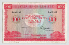 NORTHERN IRELAND 100 Pounds 1973, P-330a Ulster Bank Rare Date, Circulated.