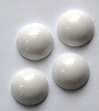 Vintage White Glass Cabochons 15mm 4 cab705H