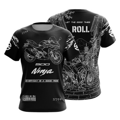 Motorcycle T-Shirt, Custom Gift For Kawasaki Ninja 500 Biker Graphic Design Tee