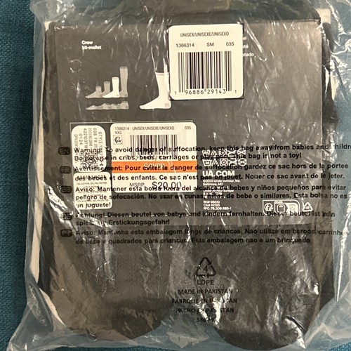 Under Armour Training Cotton Socks Size S (13.5-4.5 Youth) Gray/White/Black - Picture 3 of 4