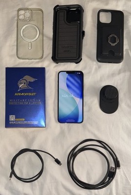 Apple iPhone 13 Pro Max 128gb Unlocked - Sierra Blue - 3 Cases, Cables, & More +