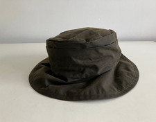 BARBOUR LHA0001OL71 WAXED COTTON SPORTS HAT OLIVE PLAID LINING SIZE LARGE