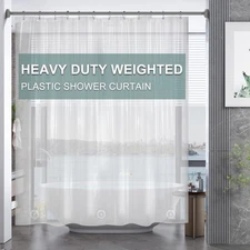 AmazerBath Plastic Shower Curtain, 72 x 72 Inches PEVA Heavy Duty Clear Shower