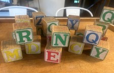 20- Vintage Colorful Alphabet Wooden Blocks