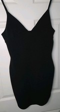 Misguided Spaghetti Straps, Sleeveless Black Stretchy dress Minimalist Size S/M