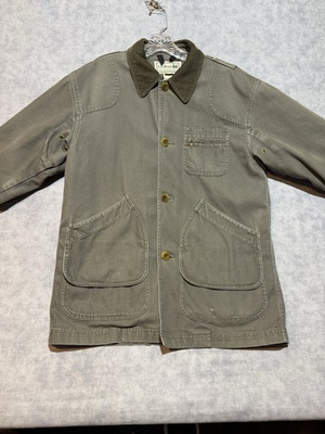 #ad #ad Vintage LL Bean Chore Jacket Men’s Small Wool Lined Barn Coat Canvas Olive Green $110.00