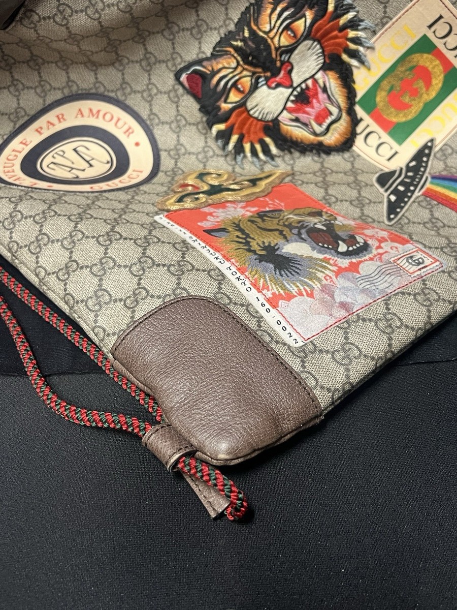 GUCCI SOFT GG SUPREME MONOGRAM DRAWSTRING BACKPACK EMBROIDERED