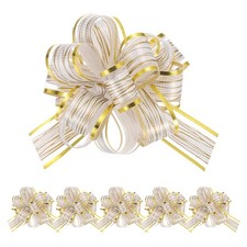 6 Pcs 4" White Pull Bows Party Wedding Gift Wrapping Bow