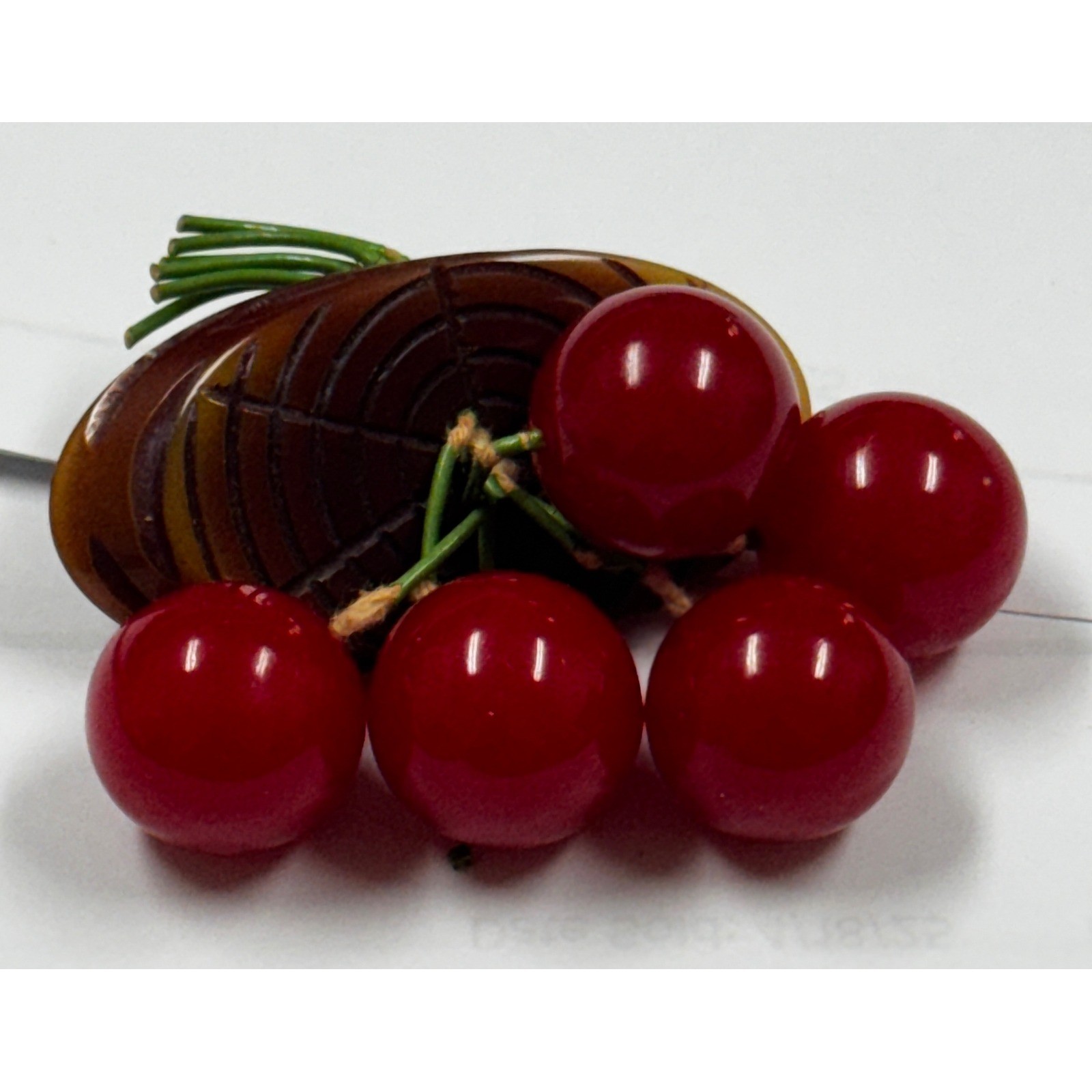 Authentic 1930s Bakelite Cherry Dangle Brooch - image 6