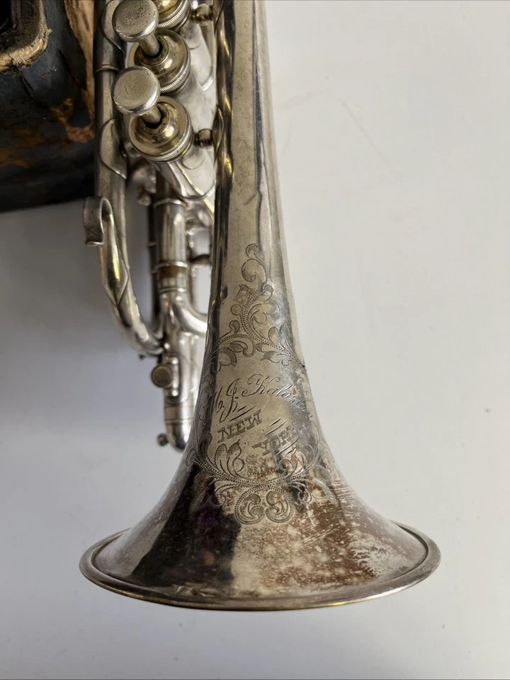 Corneta M.J. Kalashen - NUEVA YORK - 1897-1903 con estuche original - HERMOSA FLORAL Foto 3 de 4