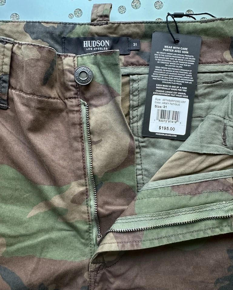Pantalones cortos para hombre Hudson Army Fatigue, talla 31, nuevos con etiquetas. Foto 4 de 4
