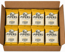 Pipers Crisps Lye Cross Cheddar and Onion 8 x 40g Packs