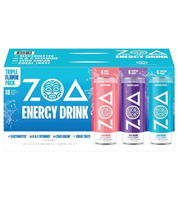 ZOA Zero Sugar Energy Drink Variety Pack, Sugar Free with Electrolytes, Healthy
