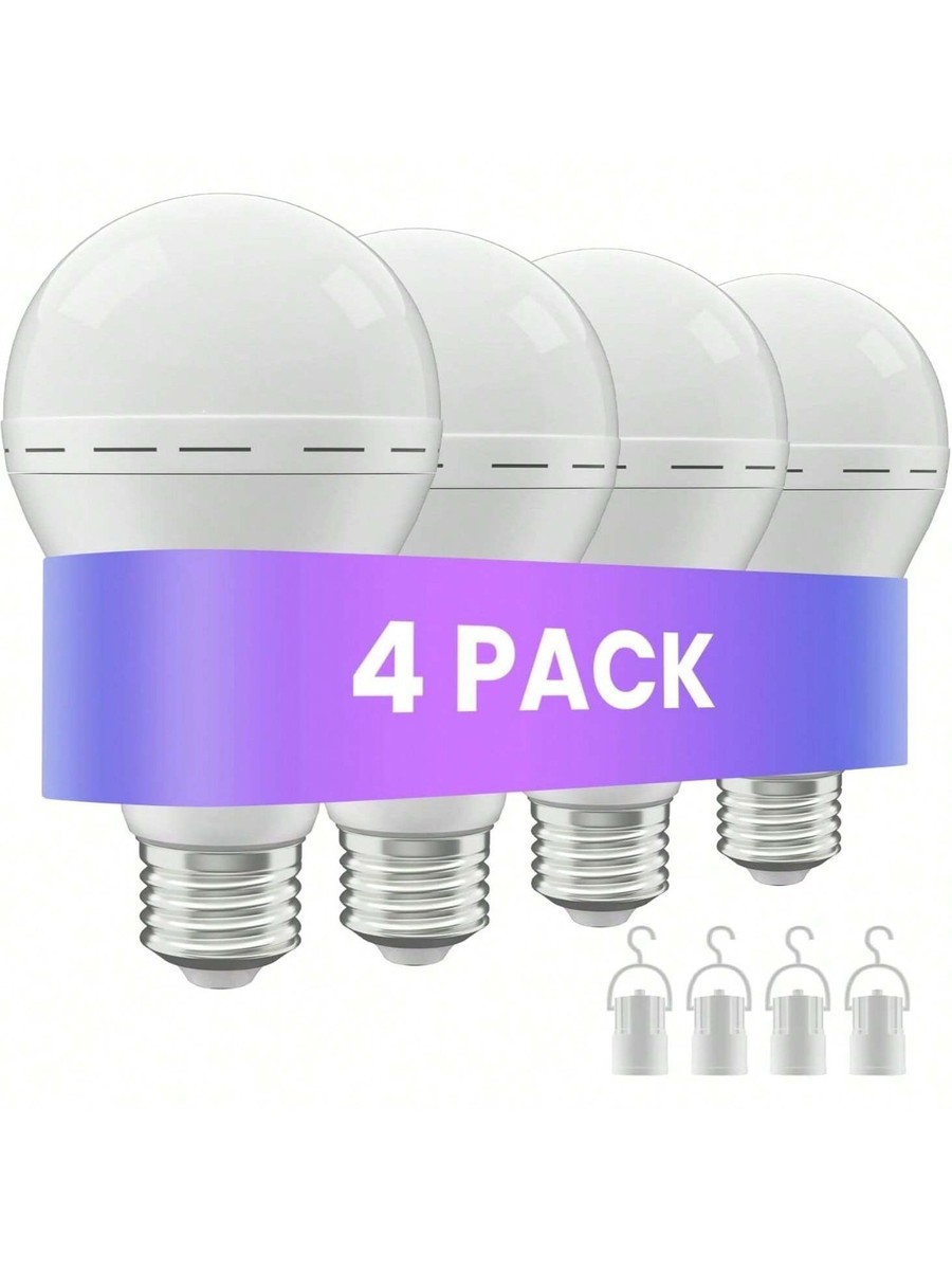 Rechargeable LED Bulb w/Hook,1500mAh,12W,4Pack,Power Failure Light
