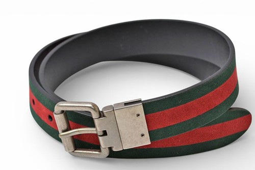 Gucci reversible size 85 leather GUCCI Sherry line black green red used belt
