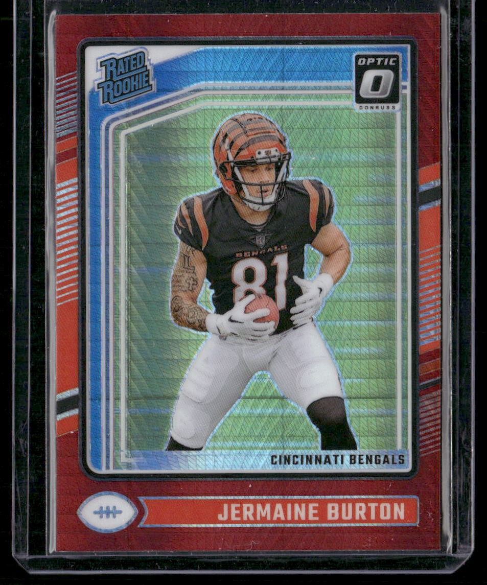 2024 Donruss Optic #251 Jermaine Burton Red Hyper Ball away from body