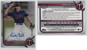 2022 Bowman Chrome Prospect Auto Refractor /499 Noah Miller #CPA-NM Auto