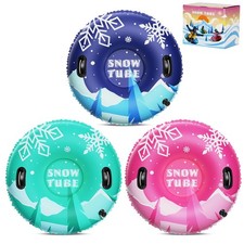 36 Inch 3-Pack Inflatable PVC Snow Tubes for Adults  Kids - Family Outdoor W...