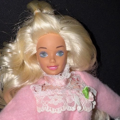 Vintage 1993 Mattel BEDTIME BARBIE Doll First Soft Body Pink Nightgown Slippers