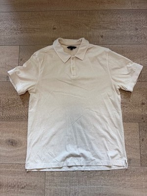 Banana Republic Polo Shirt Mens Large White Solid Short Sleeve Cotton Preppy