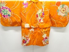 7627728: JAPANESE KIMONO / ANTIQUE HAORI / SILK / FLORAL KUSUDAMA