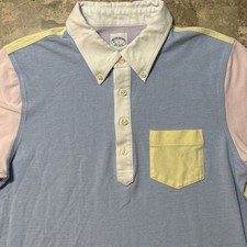 Brooks Brothers Polo Shirt Mens Large Colorblock Pastel Short Sleeve Pique Mesh