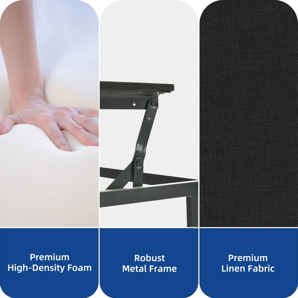 Sofá cama convertible 3 en 1 negro 55" sofá cama sofá futón de lino Foto 4 de 4