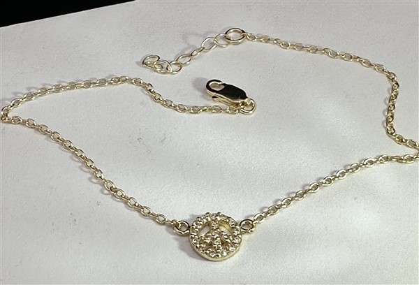 SpArKLInG~WHITE SAPPHIRE "PEACE SIGN" ANKLET-MUST C $9.99