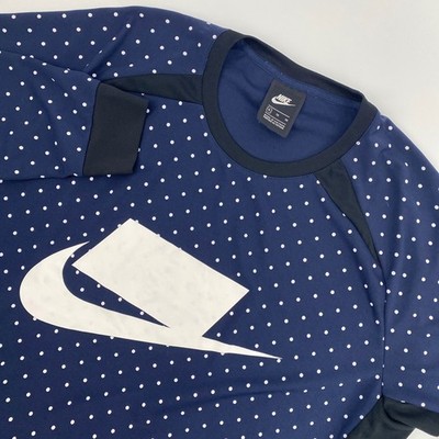 Nike NSW Shirt Mens Extra Large Blue Polka Dot Block Swoosh Performance Street