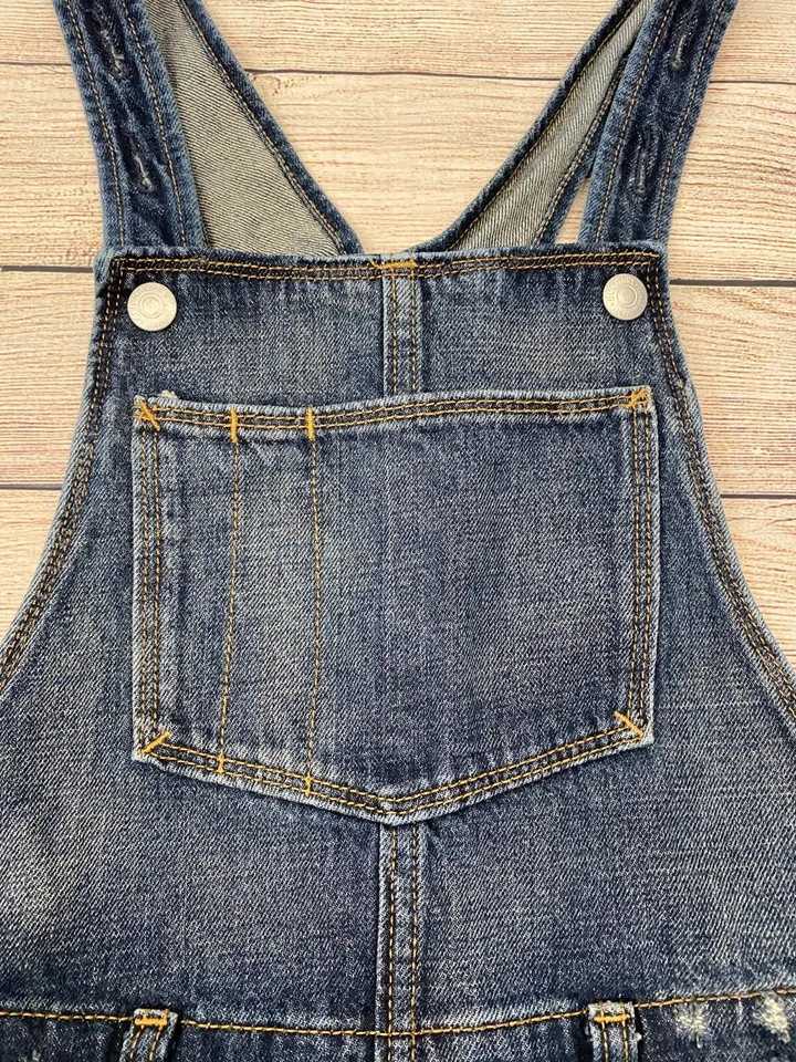 Pantalones cortos vaqueros antiguos azul marino talla XL 14 para niñas dobladillos crudos desgastados flecos D31 Foto 4 de 4