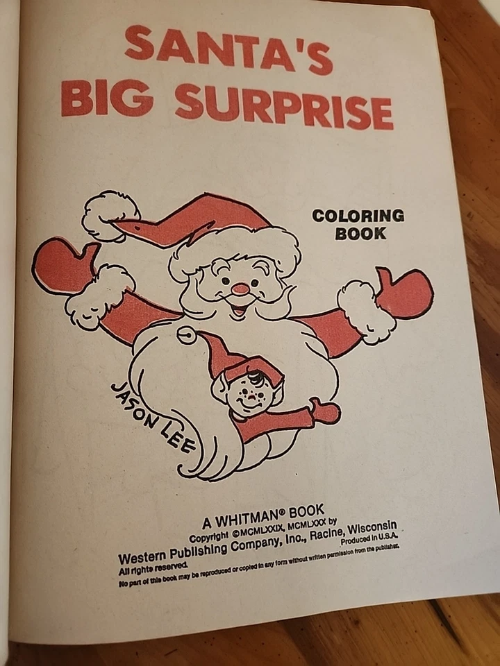 Vtg Santa's Big Surprise Coloring Book 1980 Whitman Christmas Unused Foto 3 de 4