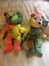 2 Salvino's Bamm Beanos Ken Griffey Jr. 24 Tie Dye Baseball Beanie Bear NWT