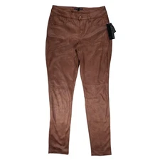 Signature Studio Faux Brown Leather Pants Size 4 NEW Women’s Brown Stretch