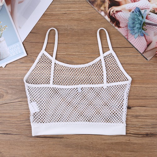 Women's Mesh Sheer Bra See Through Bralette Tank Top Vest Underwear Cami - Imagen 27 de 56