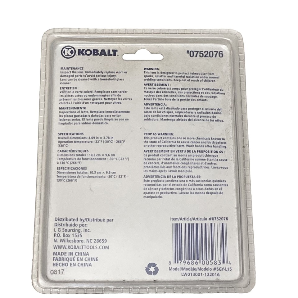 2 Genuine OEM KOBALT Safety Welding Helmet Inner Lens Replacement 4.09