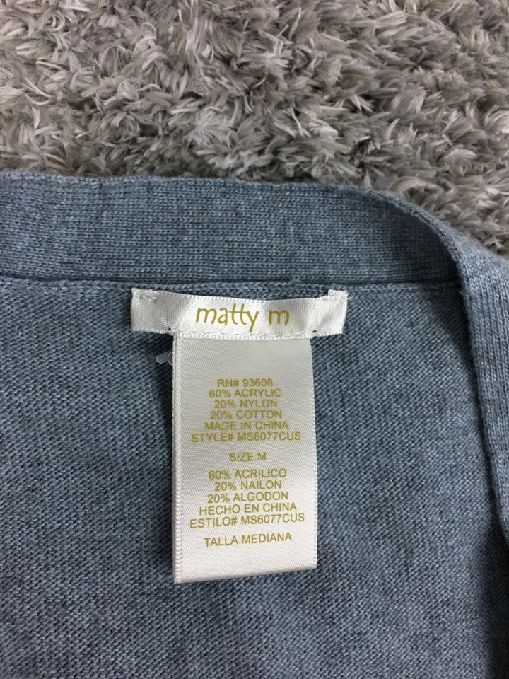 Matty M Long Cardigan Womens Size Medium Blue Acrylic Nylon - Image 4 of 4