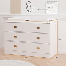 Dresser for Bedroom with 6 Drawers Baby Dresser with Changing Table Top Modern