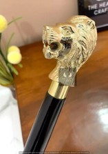 Victorian Solid Brass Lion Head Handle Wooden Walking Stick Cane Mother s Day