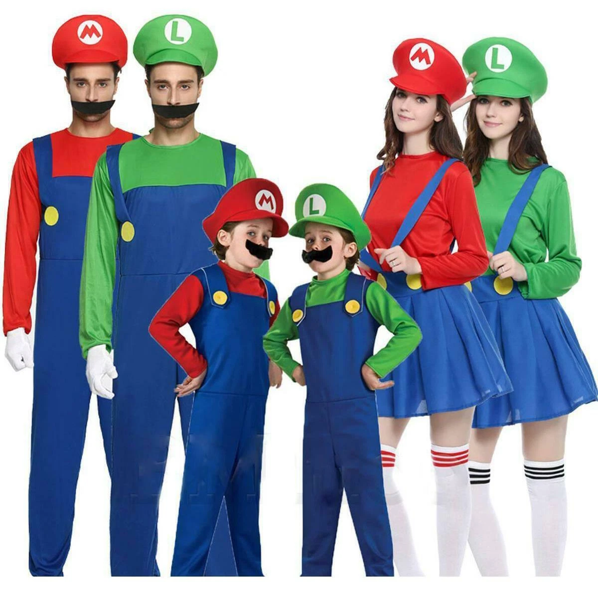 Super Mario Bros Unisex Adult & Kids Outfit Cosplay Costume Fancy Dress