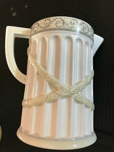 Johnson ACANTHUS CREAM 64oz PITCHER VASE ROMAN DESIGN 8.5X6